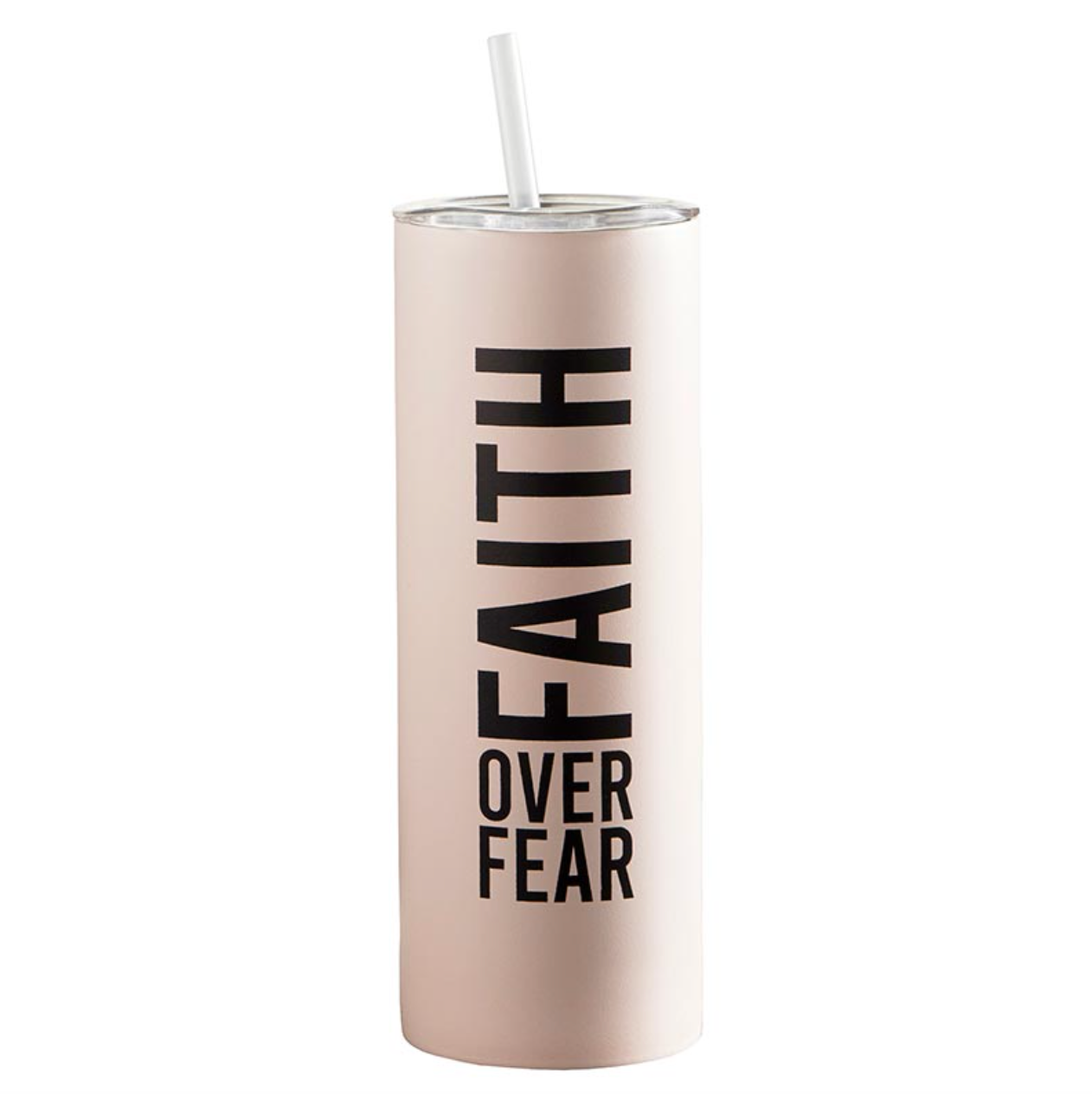 Skinny Tumbler Faith Over Fear Blush with straw