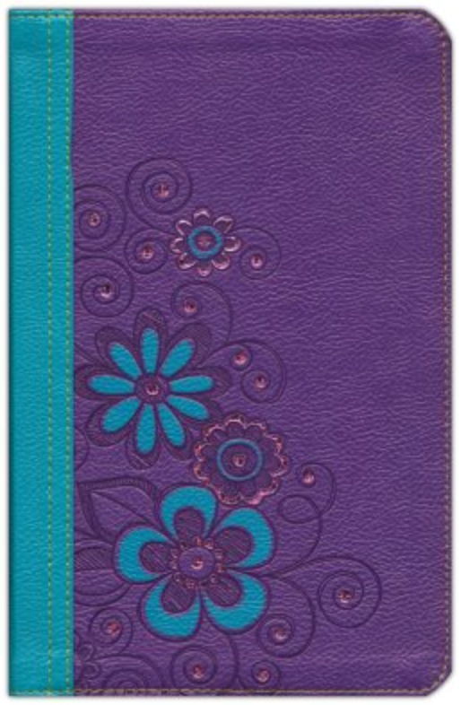 NLT Girls Life Application Study Bible purple/teal tutone leatherlike 8.5 point font. Ages 9-13