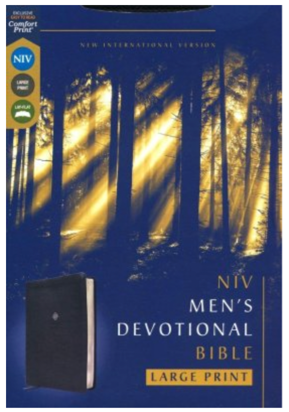 NIV Men's Devotional Bible, Large Print, Black Leathersoft 10 point Comfort Print