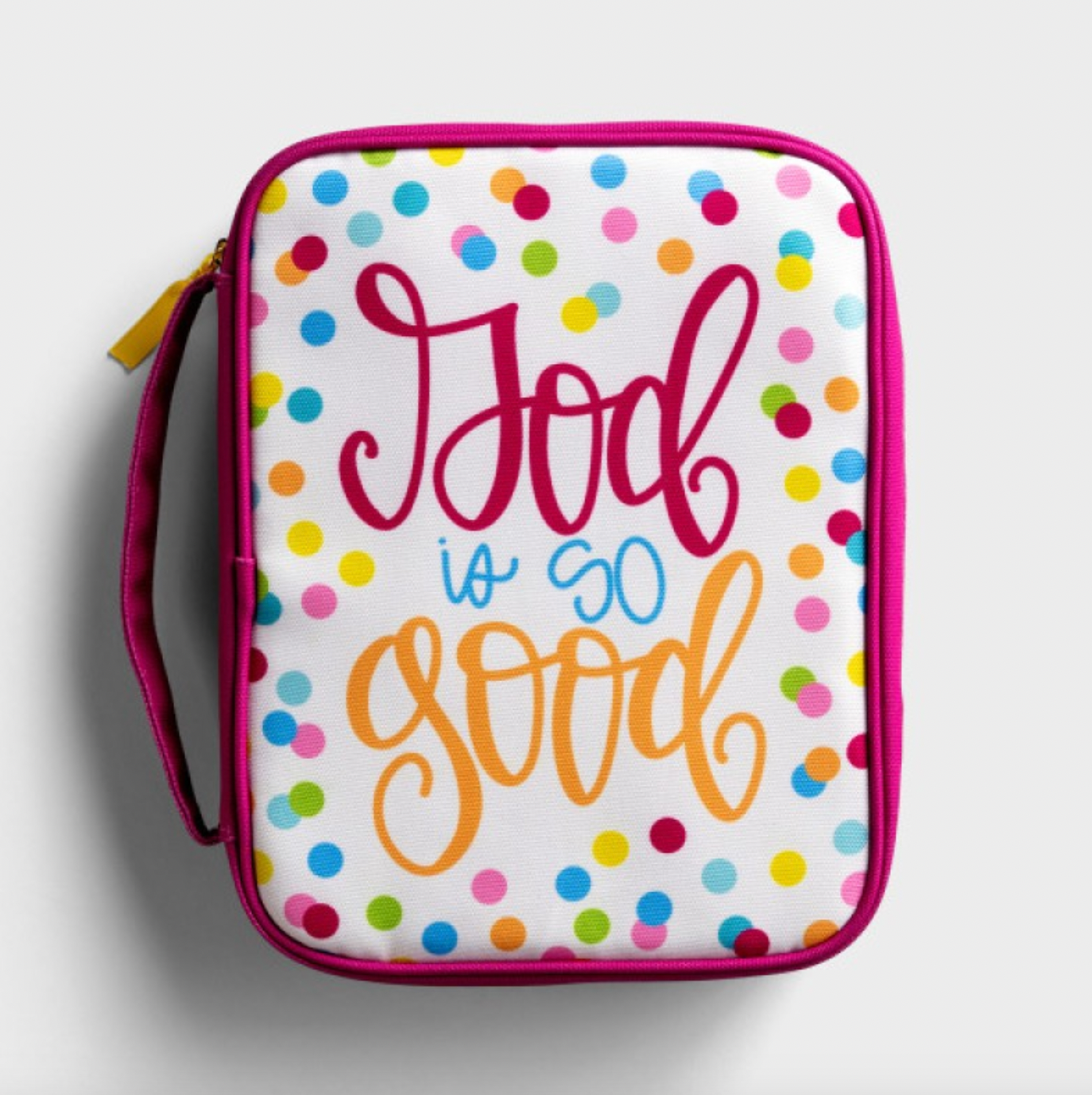 Bible Case God Is So Good Pink Polka Dot Canvas