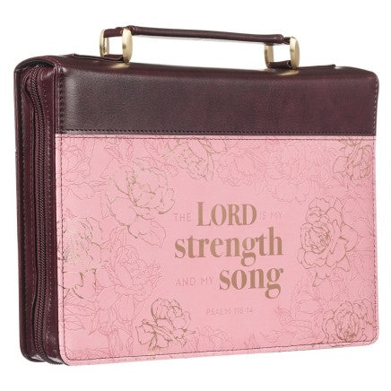 Bible Case Large Pink Flowers Lord Is My Strength