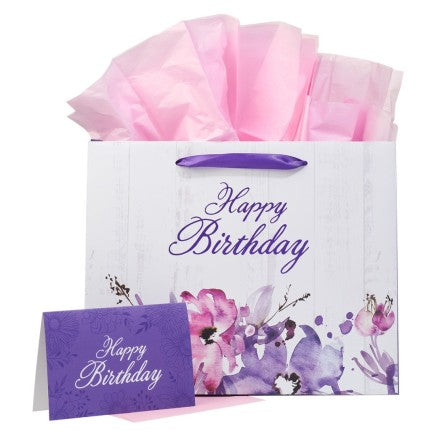 Gift Bag Happy Birthday Lrg Landscape w/Card