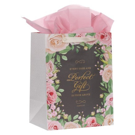 Gift Bag Perfect Gift Cream Pink Floral Large