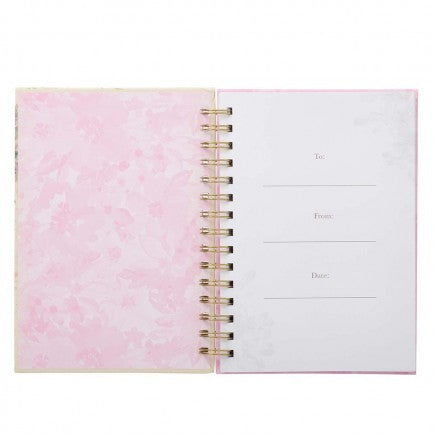 Journal Be Still & Know Cream Pink Flowers Wirebound