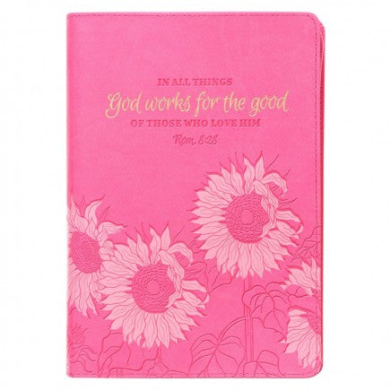 Journal God Works w/Zip Pink Luxleather