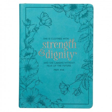 Journal W/Zip Cover Strength & Dignity Teal Classic