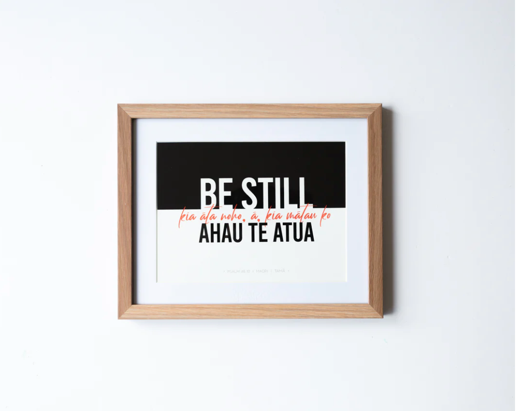 Psalm 46:10 - Maori: Be Still (Natural) Table Top