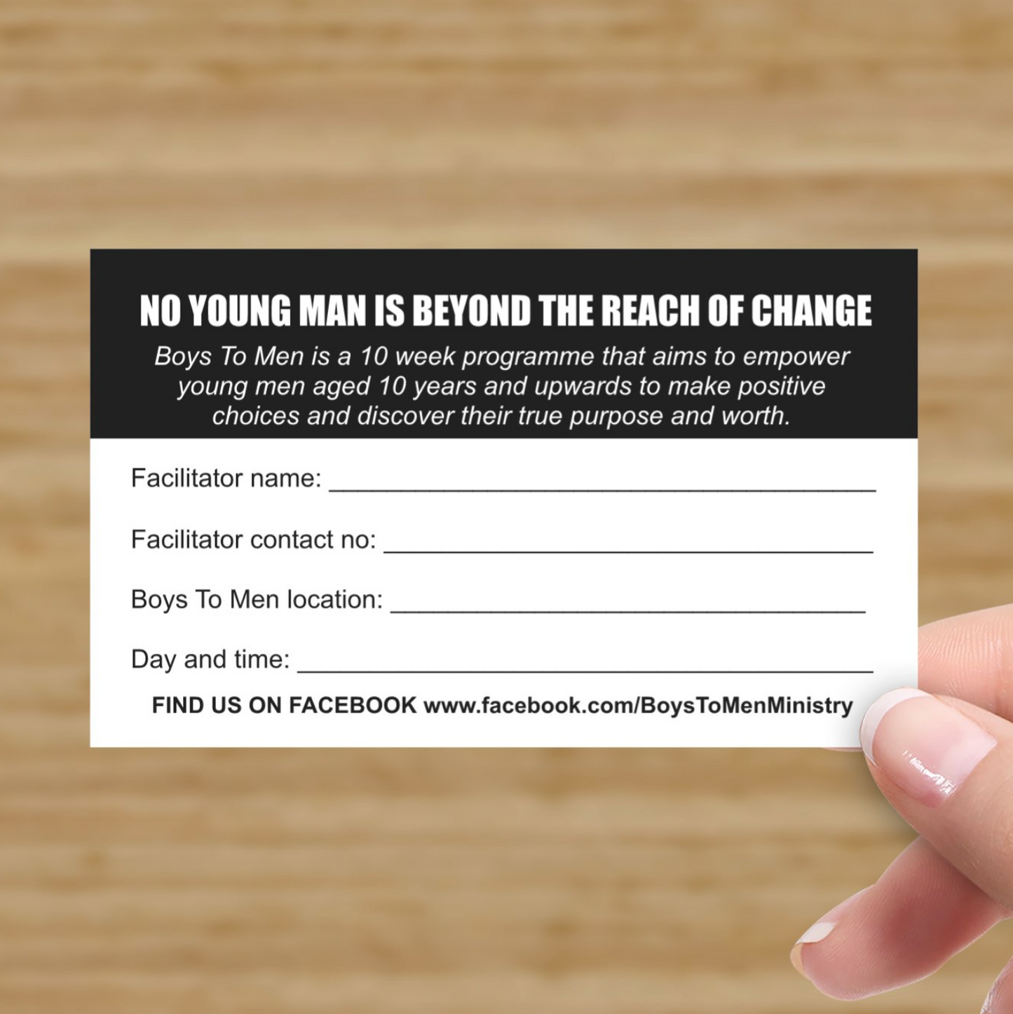 Boys To Men Business cards (pack of 100)