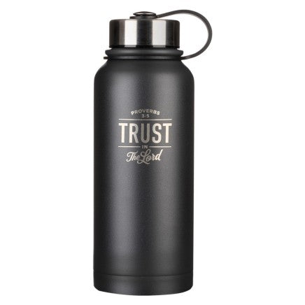 Water Bottle Trust In The Lord Black Stainless Steel